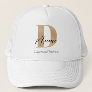 Modern Monogrammed Initial D & Name Personalized Trucker Hat