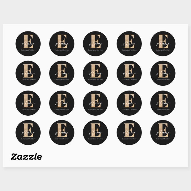 Modern Monogrammed Initial E & Name Personalized Classic Round Sticker (Sheet)