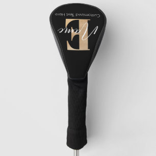 Modern Monogrammed Initial E & Name Personalized Golf Head Cover