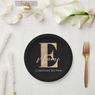 Modern Monogrammed Initial E & Name Personalized Paper Plate