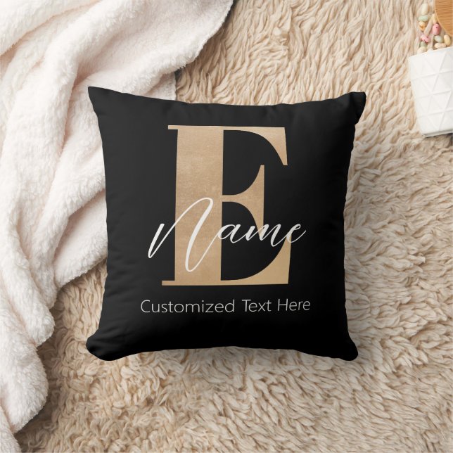 Modern Monogrammed Initial E & Name Personalized Throw Pillow (Blanket)
