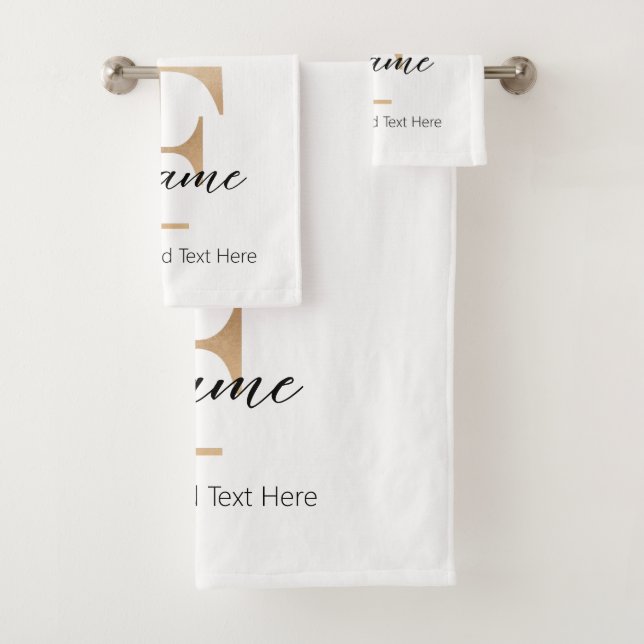 Modern Monogrammed Initial F & Name Personalized Bath Towel Set (Insitu)