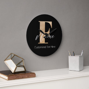 Modern Monogrammed Initial F & Name Personalized Large Clock
