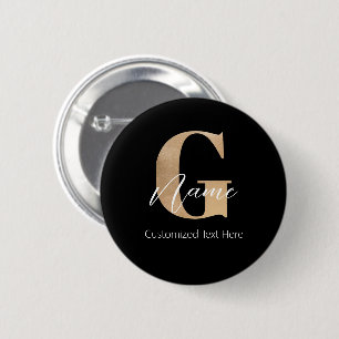 Modern Monogrammed Initial G & Name Personalized 2 Inch Round Button
