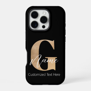 Modern Monogrammed Initial G & Name Personalized iPhone 16 Pro Case