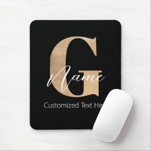 Modern Monogrammed Initial G & Name Personalized Mouse Pad
