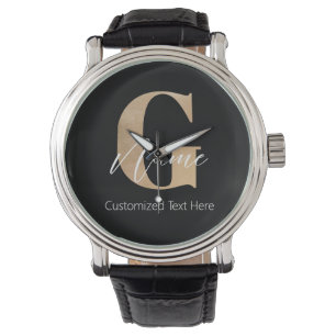 Modern Monogrammed Initial G & Name Personalized Watch