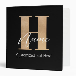 Modern Monogrammed Initial H & Name Personalized Binder