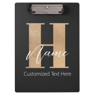 Modern Monogrammed Initial H & Name Personalized Clipboard