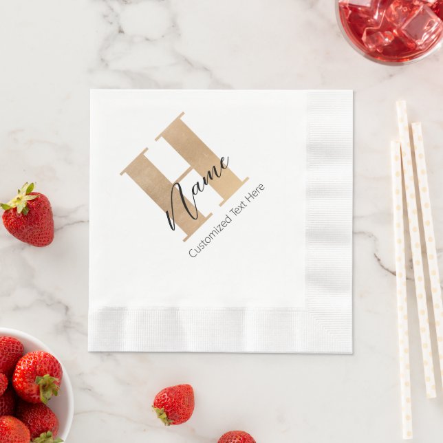 Modern Monogrammed Initial H & Name Personalized Napkin (Insitu)