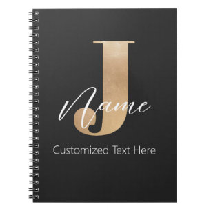 Modern Monogrammed Initial J & Name Personalized Notebook
