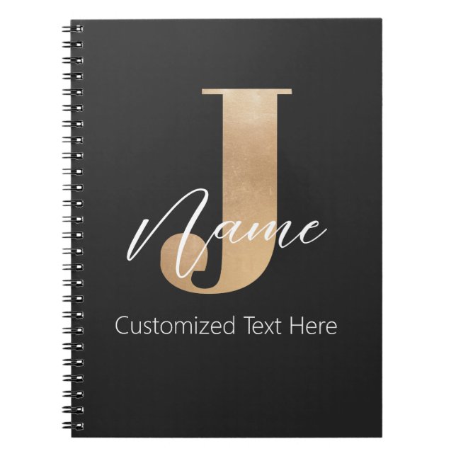Modern Monogrammed Initial J & Name Personalized Notebook (Front)