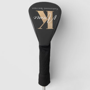 Modern Monogrammed Initial K & Name Personalized Golf Head Cover
