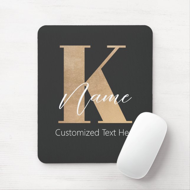Modern Monogrammed Initial K & Name Personalized Mouse Pad (With Mouse)