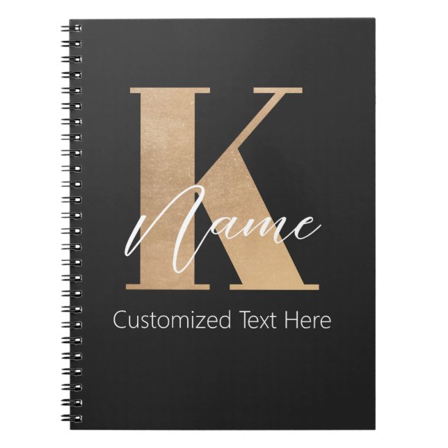 Modern Monogrammed Initial K & Name Personalized Notebook (Front)