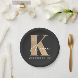 Modern Monogrammed Initial K & Name Personalized Paper Plate
