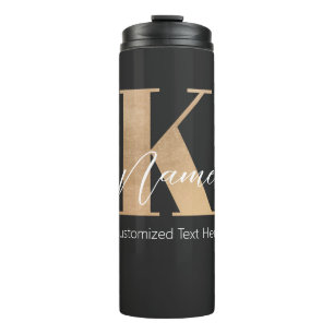 Modern Monogrammed Initial K & Name Personalized Thermal Tumbler