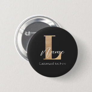 Modern Monogrammed Initial L & Name Personalized 2 Inch Round Button