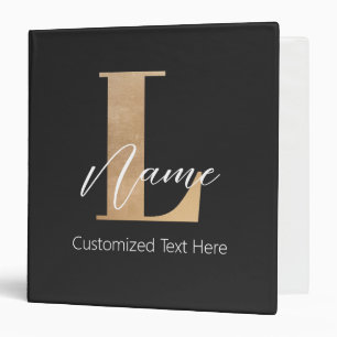 Modern Monogrammed Initial L & Name Personalized Binder