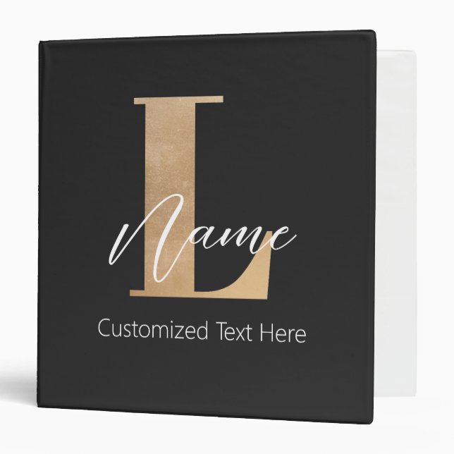Modern Monogrammed Initial L & Name Personalized Binder (Front/Inside)