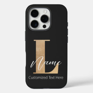 Modern Monogrammed Initial L & Name Personalized iPhone 16 Pro Case