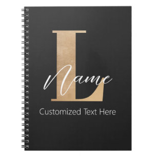 Modern Monogrammed Initial L & Name Personalized Notebook