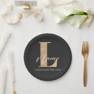 Modern Monogrammed Initial L & Name Personalized Paper Plate