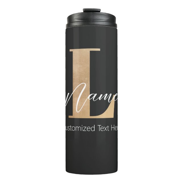 Modern Monogrammed Initial L & Name Personalized Thermal Tumbler (Front)