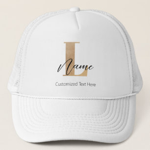 Modern Monogrammed Initial L & Name Personalized Trucker Hat