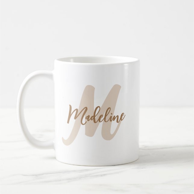 Modern Monogrammed Initial Letter and Name  Coffee Mug (Left)
