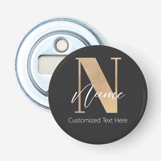 Modern Monogrammed Initial N & Name Personalized Bottle Opener (Front)