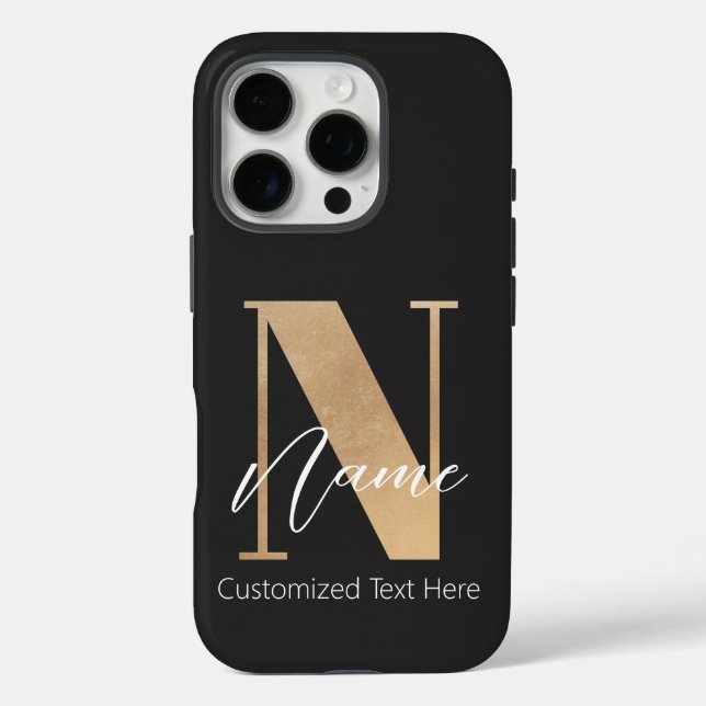 Modern Monogrammed Initial N & Name Personalized Case-Mate iPhone Case (Back)