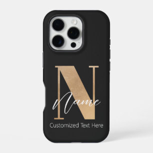 Modern Monogrammed Initial N & Name Personalized iPhone 16 Pro Case