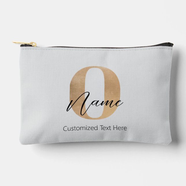 Modern Monogrammed Initial O & Name Personalized Accessory Pouch (Front)