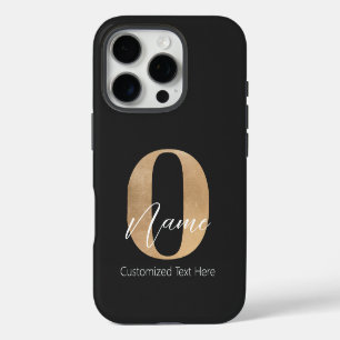 Modern Monogrammed Initial O & Name Personalized iPhone 16 Pro Case