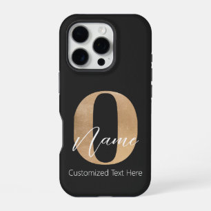 Modern Monogrammed Initial O & Name Personalized iPhone 16 Pro Case