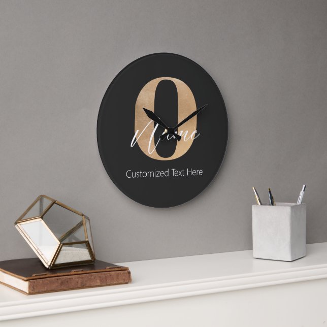 Modern Monogrammed Initial O & Name Personalized Large Clock (Office)