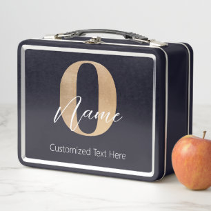 Modern Monogrammed Initial O & Name Personalized Metal Lunch Box