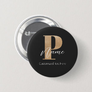 Modern Monogrammed Initial P & Name Personalized 2 Inch Round Button