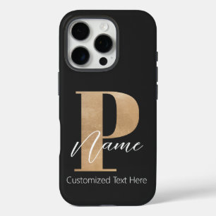 Modern Monogrammed Initial P & Name Personalized iPhone 16 Pro Case