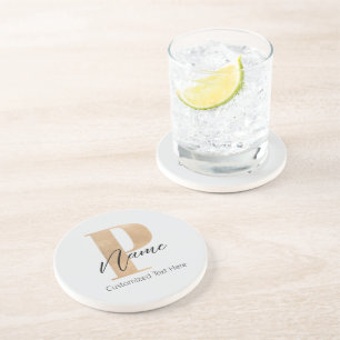 Modern Monogrammed Initial P & Name Personalized Coaster