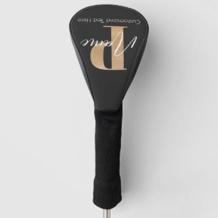 Modern Monogrammed Initial P & Name Personalized Golf Head Cover