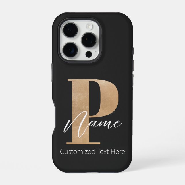 Modern Monogrammed Initial P & Name Personalized iPhone Case (Back)