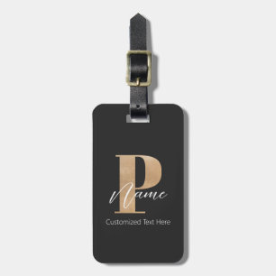 Modern Monogrammed Initial P & Name Personalized Luggage Tag