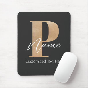 Modern Monogrammed Initial P & Name Personalized Mouse Pad