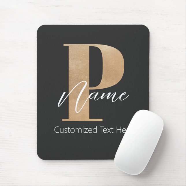 Modern Monogrammed Initial P & Name Personalized Mouse Pad (With Mouse)