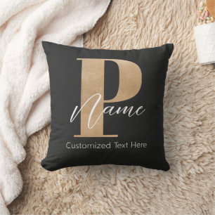 Modern Monogrammed Initial P & Name Personalized Throw Pillow