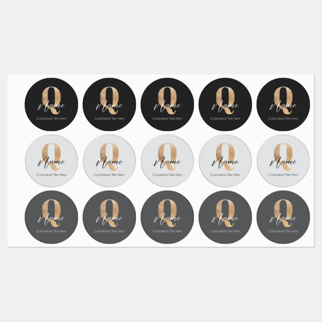 Modern Monogrammed Initial Q & Name Personalized (Sheet)