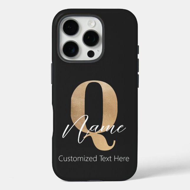 Modern Monogrammed Initial Q & Name Personalized Case-Mate iPhone Case (Back)