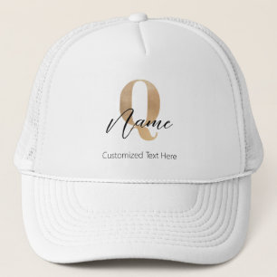 Modern Monogrammed Initial Q & Name Personalized Trucker Hat